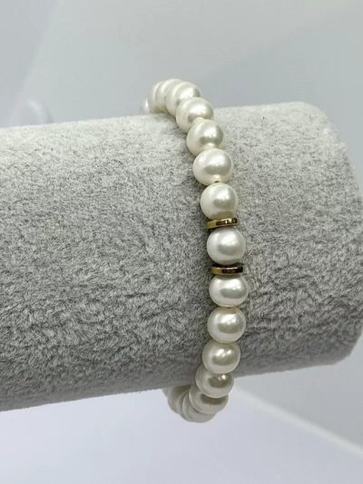 Bransoletka z Pereł z Hematytem elegancka bransoletka z pereł i hematytu o klasycznym stylu Nalia Store